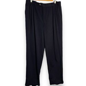 Bravini Couture Dress Pants Men's 36 X 32 Navy Blue Pockets Career Retro Pleated